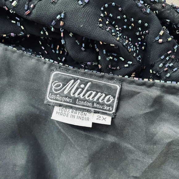 Milano Black & Iridescent Botanical Hand-Beaded Evening Jacket – US 2X - Picture 15 of 15